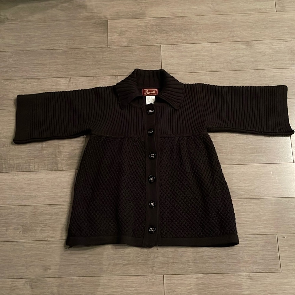 BERRETTI Black Wool Blend Cardigan. Made in Italy